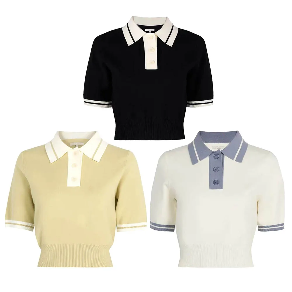 2025 Spring and Summer New Korean Style Golf Clothing Women's Clothing Knitwear Short-Sleeved Slim Sports High Elastic Polo Shirt
2025 Spring and Summer New Korean Style Golf Clothing Women's Clothing Knitwear Short-Sleeved Slim Sports High Elastic Polo Shirt