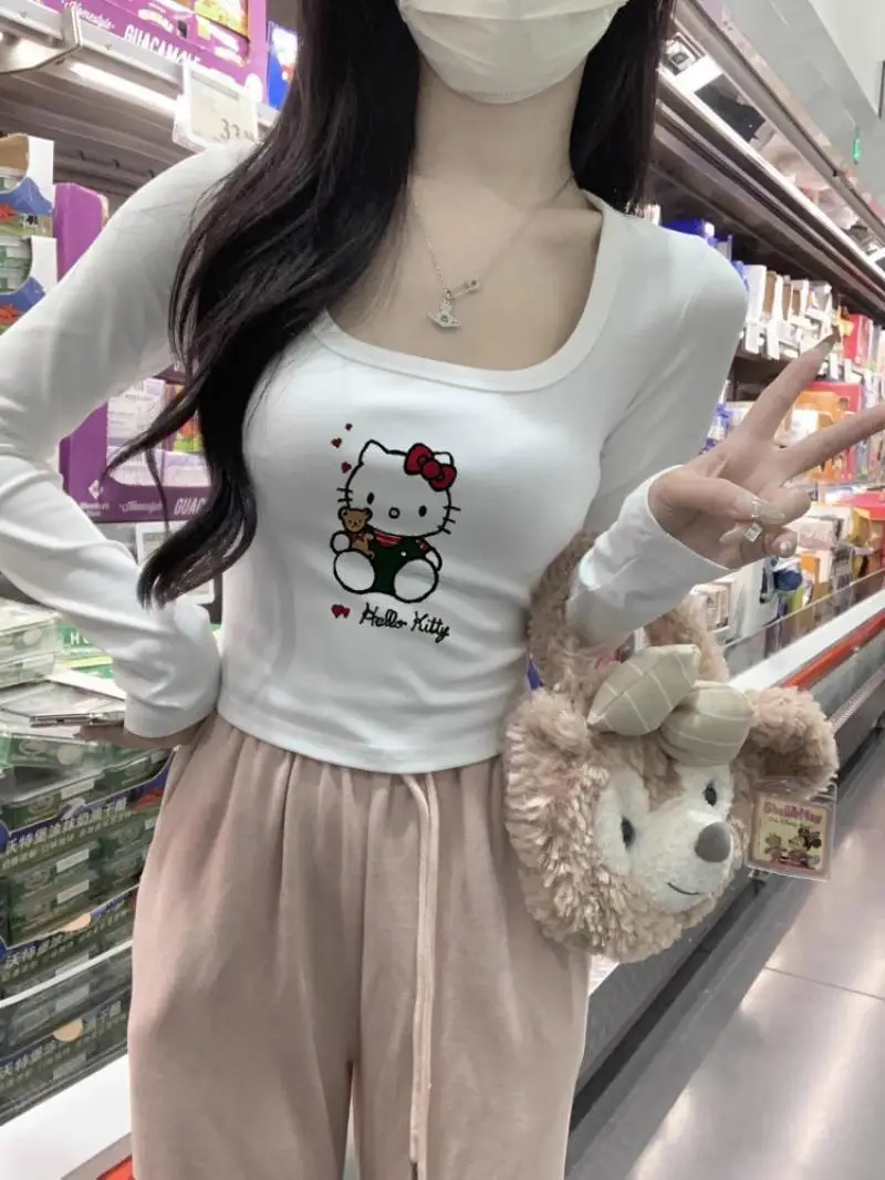 Korean T-shirt Goth Women's Fashion Shirt Printed Long Sleeve T-Shirt Casual Women's Sexy Cropped Top Hello Kitty T-Shirt Girls
Korean T-shirt Goth Women's Fashion Shirt Printed Long Sleeve T-Shirt Casual Women's Sexy Cropped Top Hello Kitty T-Shirt Girls