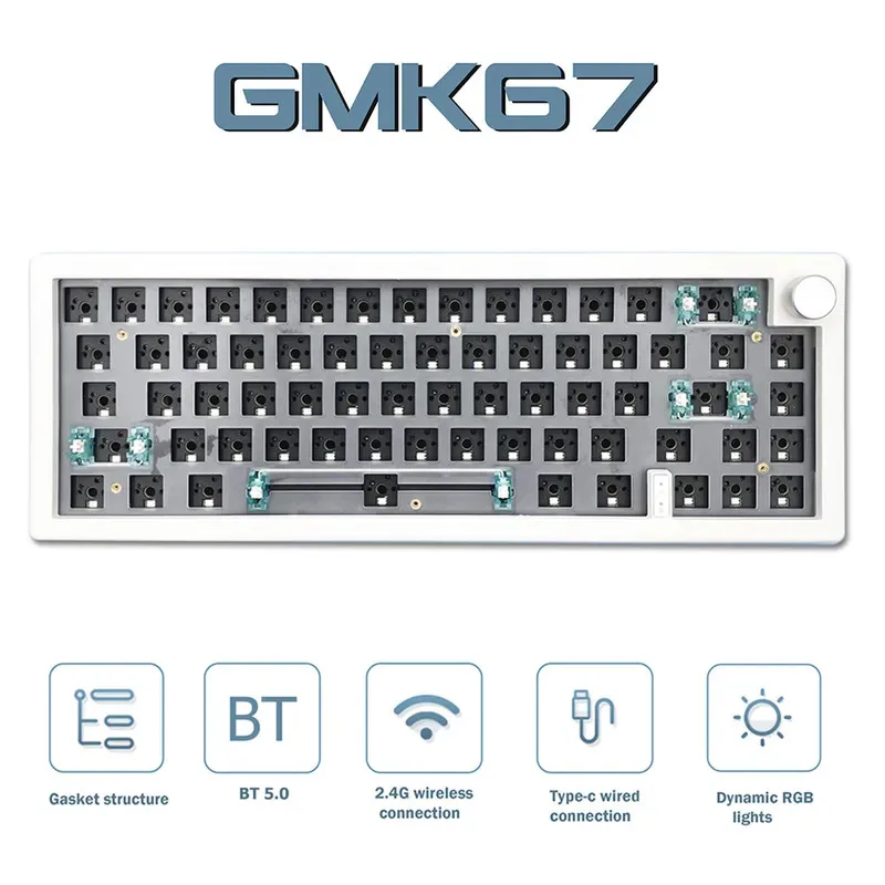 3-Mode Custom Mechanical Keyboard - 67 with Gasket Kit, Hot Swappable Type-C & RGB Backlit
3-Mode Custom Mechanical Keyboard - 67 with Gasket Kit, Hot Swappable Type-C & RGB Backlit