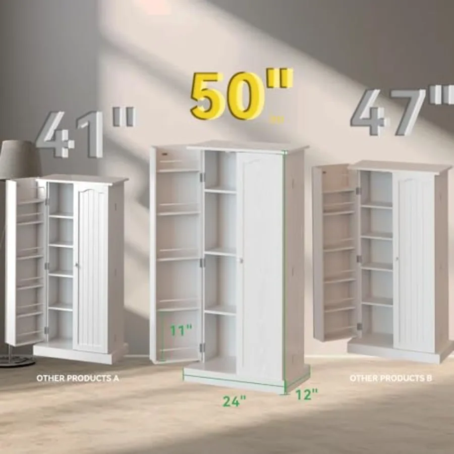 50 LED Kitchen Pantry Cabinet White Storage Cabinet with Doors and Adjustable Shelves for Kitchen Living Room Dining Room Frees
50 LED Kitchen Pantry Cabinet White Storage Cabinet with Doors and Adjustable Shelves for Kitchen Living Room Dining Room Frees