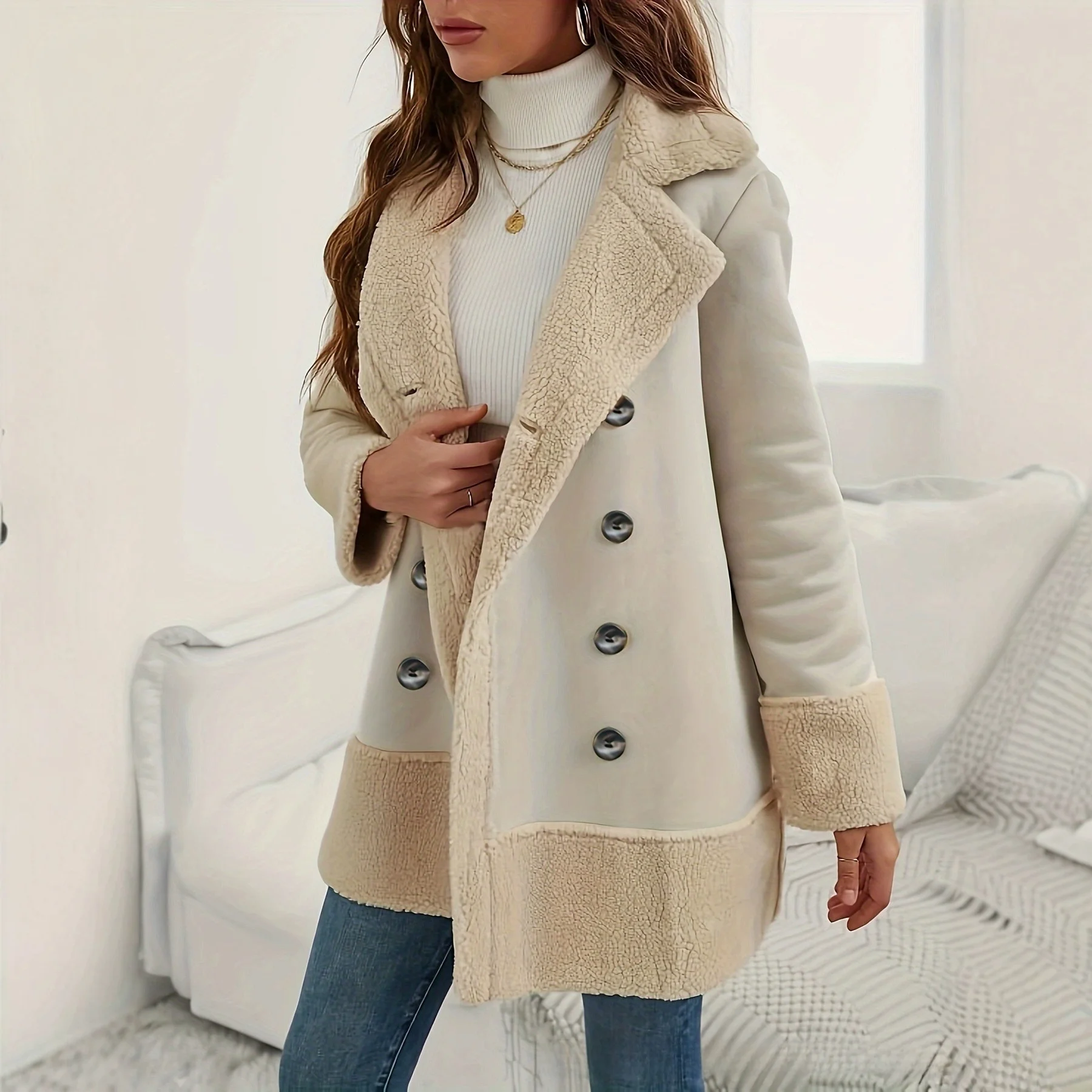 Осень-зима, длинный воротник из овечьего меха, цветная блузка, женское пальто с откидным воротником, контрастный цвет, Thiened Long Sve, чистый цвет, внешний...
Осень-зима, длинный воротник из овечьего меха, цветная блузка, женское пальто с откидным воротником, контрастный цвет, Thiened Long Sve, чистый цвет, внешний...