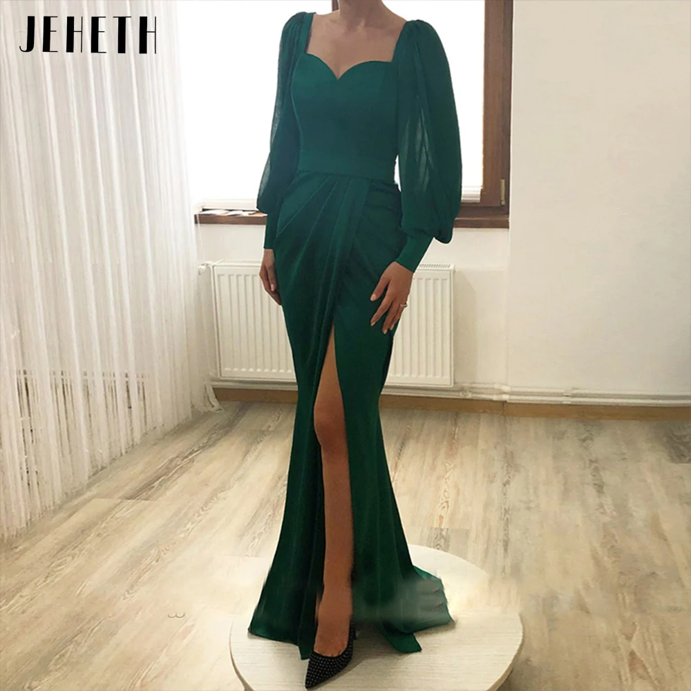 JEHETH Elegant Green Satin Evening Party Dress Mermaid Sweetheart Sexy Chiffon Long Sleeve Side Split Prom Gowns Floor Length
JEHETH Elegant Green Satin Evening Party Dress Mermaid Sweetheart Sexy Chiffon Long Sleeve Side Split Prom Gowns Floor Length