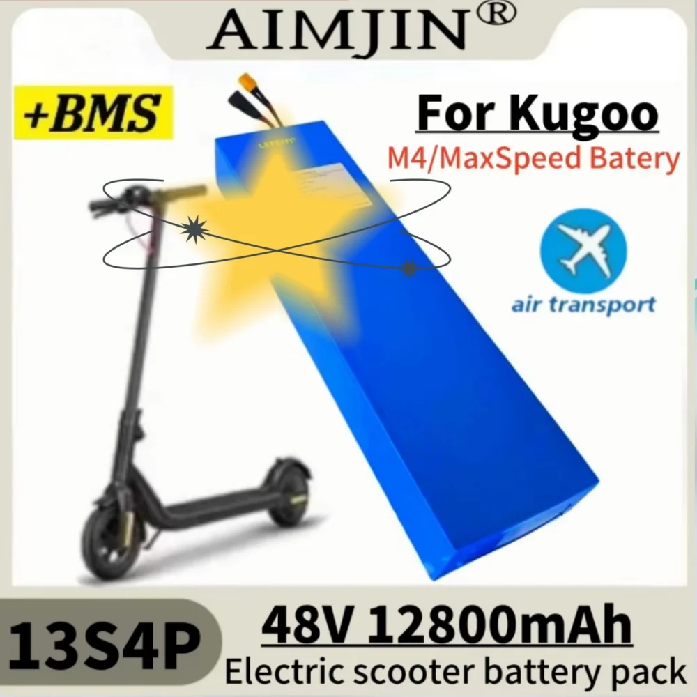13S4P 48V Battery Pack for Kugoo M4/M4Pro/MaxSpeed Electric Scooter 12800mAh 18650 Built-in BMS High Capacity Scooter Battery
13S4P 48V Battery Pack for Kugoo M4/M4Pro/MaxSpeed Electric Scooter 12800mAh 18650 Built-in BMS High Capacity Scooter Battery