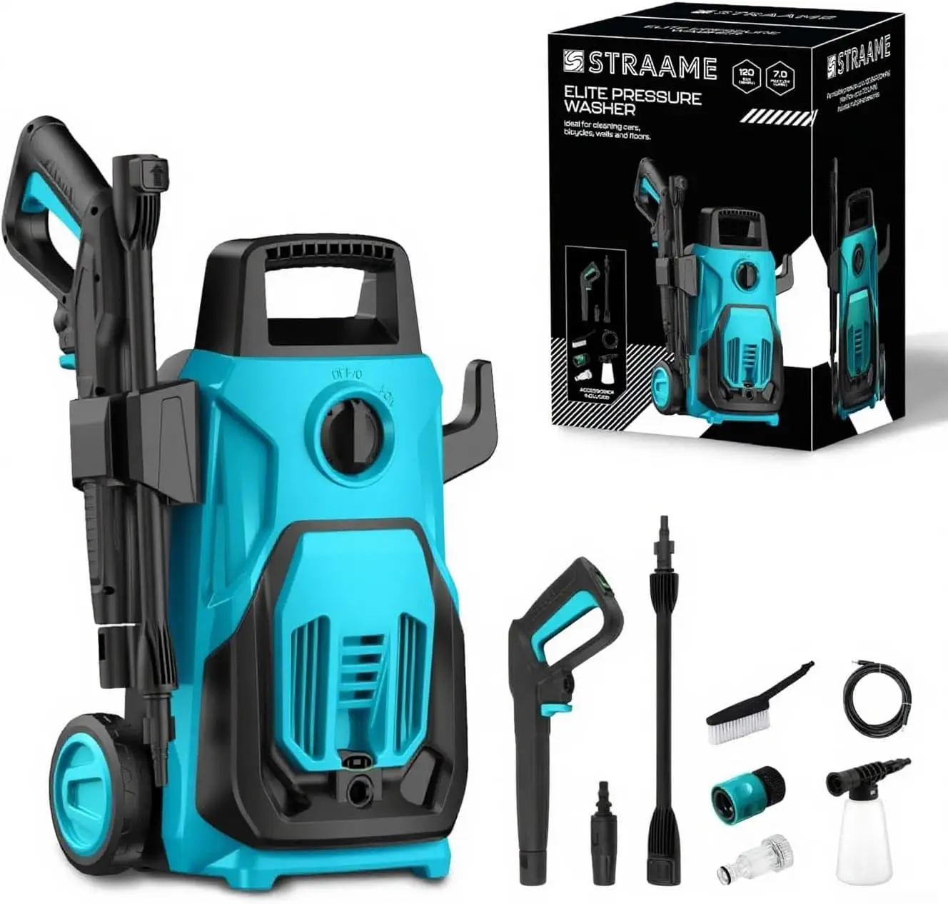 120Bar Electric Pressure Washer, 1200W Power Washer with Spray Gun/Wheels/Foam Cannon, Electric Power Cleaner for Car Cleaning
120Bar Electric Pressure Washer, 1200W Power Washer with Spray Gun/Wheels/Foam Cannon, Electric Power Cleaner for Car Cleaning