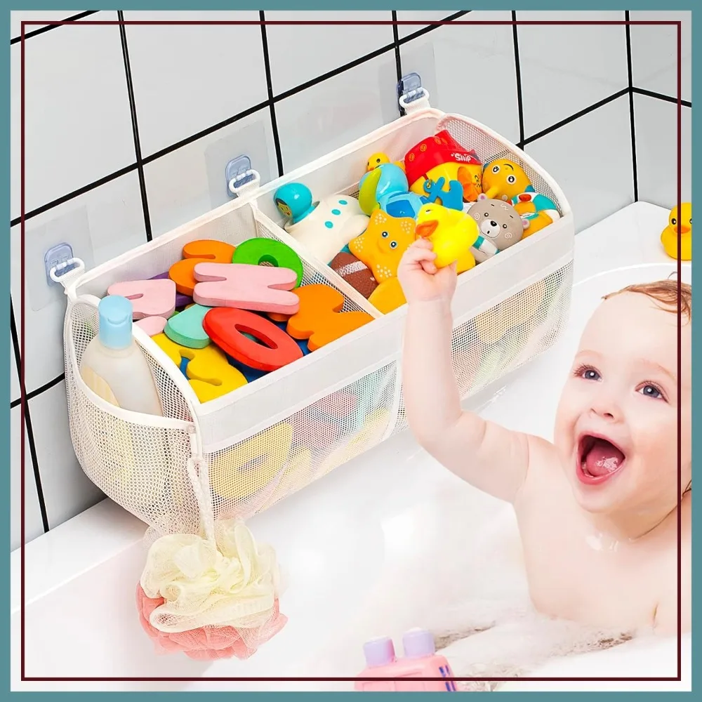 Two Compartment Mesh Bath Toy Organizer for Tub, Quick Drying, Large Openings, Easy-access Toddler Toy Storage Holder
Two Compartment Mesh Bath Toy Organizer for Tub, Quick Drying, Large Openings, Easy-access Toddler Toy Storage Holder