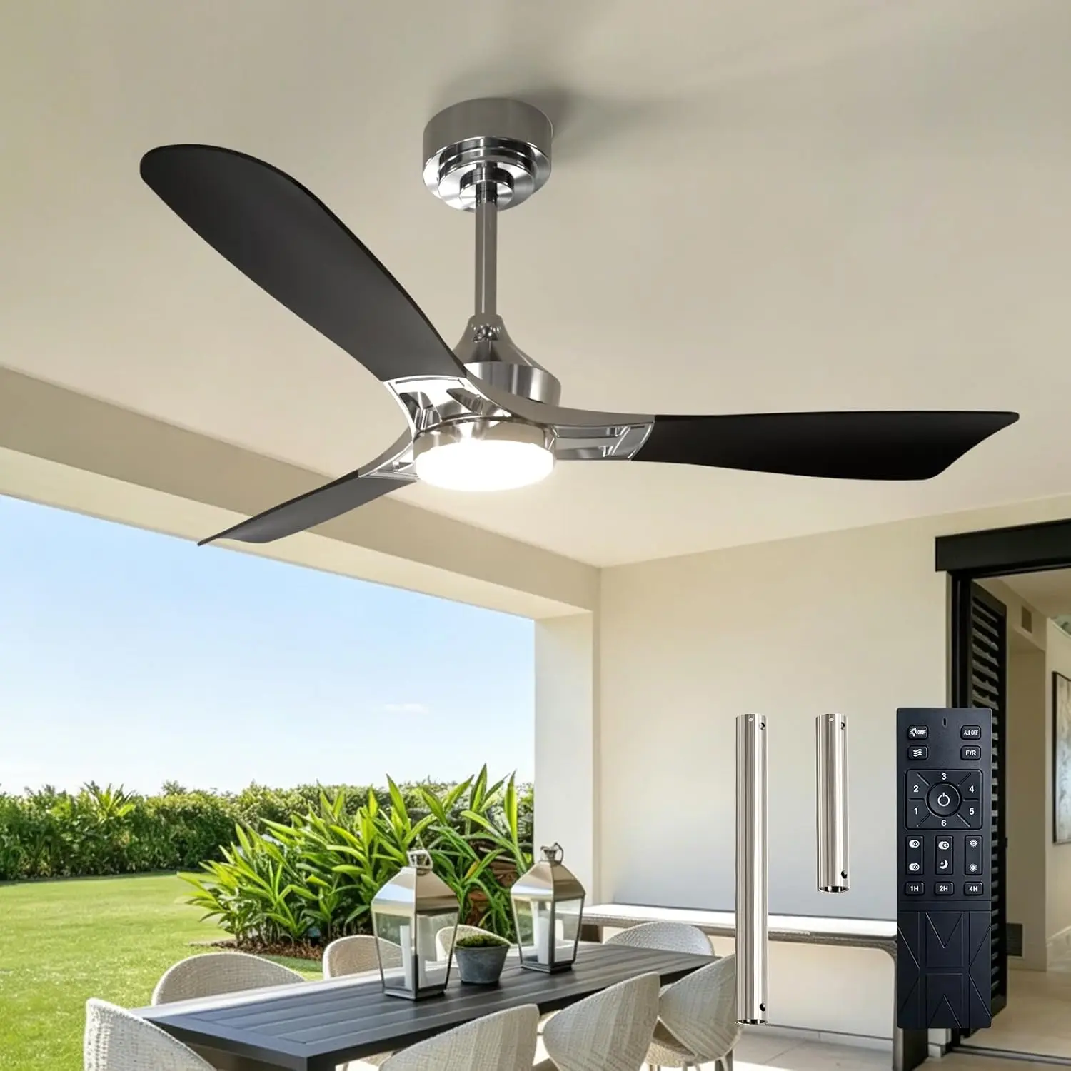 52-Inch Ceiling Fan with Light and Remote, Dimmable 3CCT, Quiet, Modern Nickel Finish for Living Room, Bedroom, Farmhouse, Kitchen
52-Inch Ceiling Fan with Light and Remote, Dimmable 3CCT, Quiet, Modern Nickel Finish for Living Room, Bedroom, Farmhouse, Kitchen