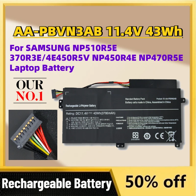 In Stock New AA-PBVN3AB 11.4V 43Wh Replacement Battery for SAMSUNG NP510R5E 370R3E/4E450R5V NP450R4E NP470R5E Laptop Battery
In Stock New AA-PBVN3AB 11.4V 43Wh Replacement Battery for SAMSUNG NP510R5E 370R3E/4E450R5V NP450R4E NP470R5E Laptop Battery