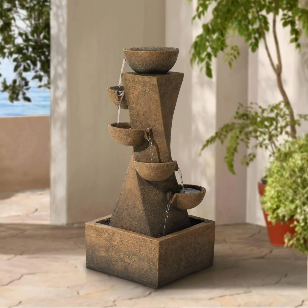 Cascading Bowls 27 1/2" High Large Modern Zen Indoor Outdoor Decor Faux Stone Floor Fountain with Light LED, Customized
Cascading Bowls 27 1/2" High Large Modern Zen Indoor Outdoor Decor Faux Stone Floor Fountain with Light LED, Customized