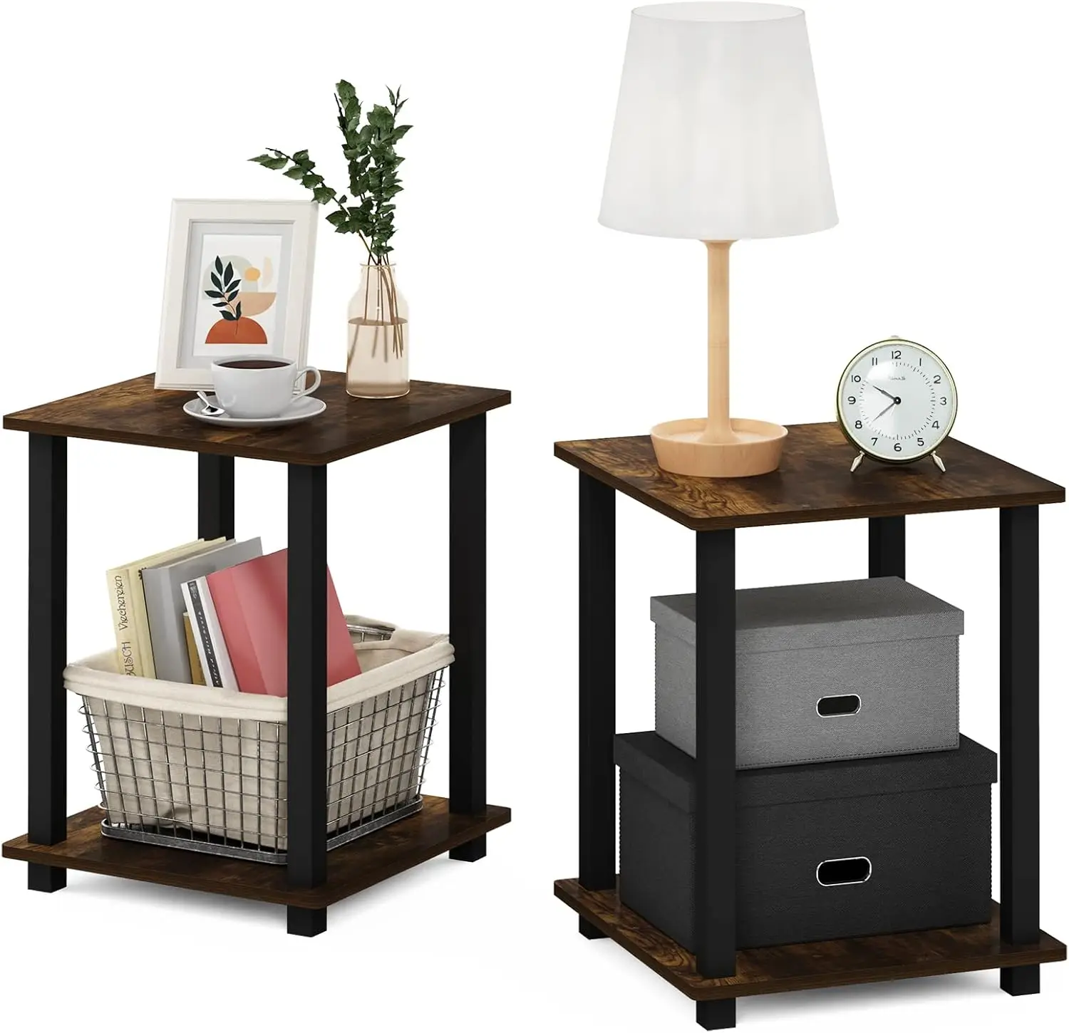 SIMPLISTIC Side Table Set of 2, 2-Tier Square Modern End Table, Nightstand, Night Stand, Bedside Table, Toolless Assembly, fo
SIMPLISTIC Side Table Set of 2, 2-Tier Square Modern End Table, Nightstand, Night Stand, Bedside Table, Toolless Assembly, fo
