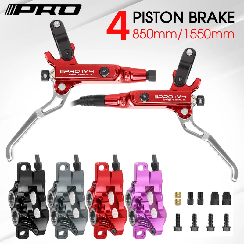 IIIPRO MTB 4 Piston Bicycle Hydraulic Disc Brake Set Oil Pressure Road Bike Rotor Calipers Left Front 850MM Right Rear 1850MM
IIIPRO MTB 4 Piston Bicycle Hydraulic Disc Brake Set Oil Pressure Road Bike Rotor Calipers Left Front 850MM Right Rear 1850MM