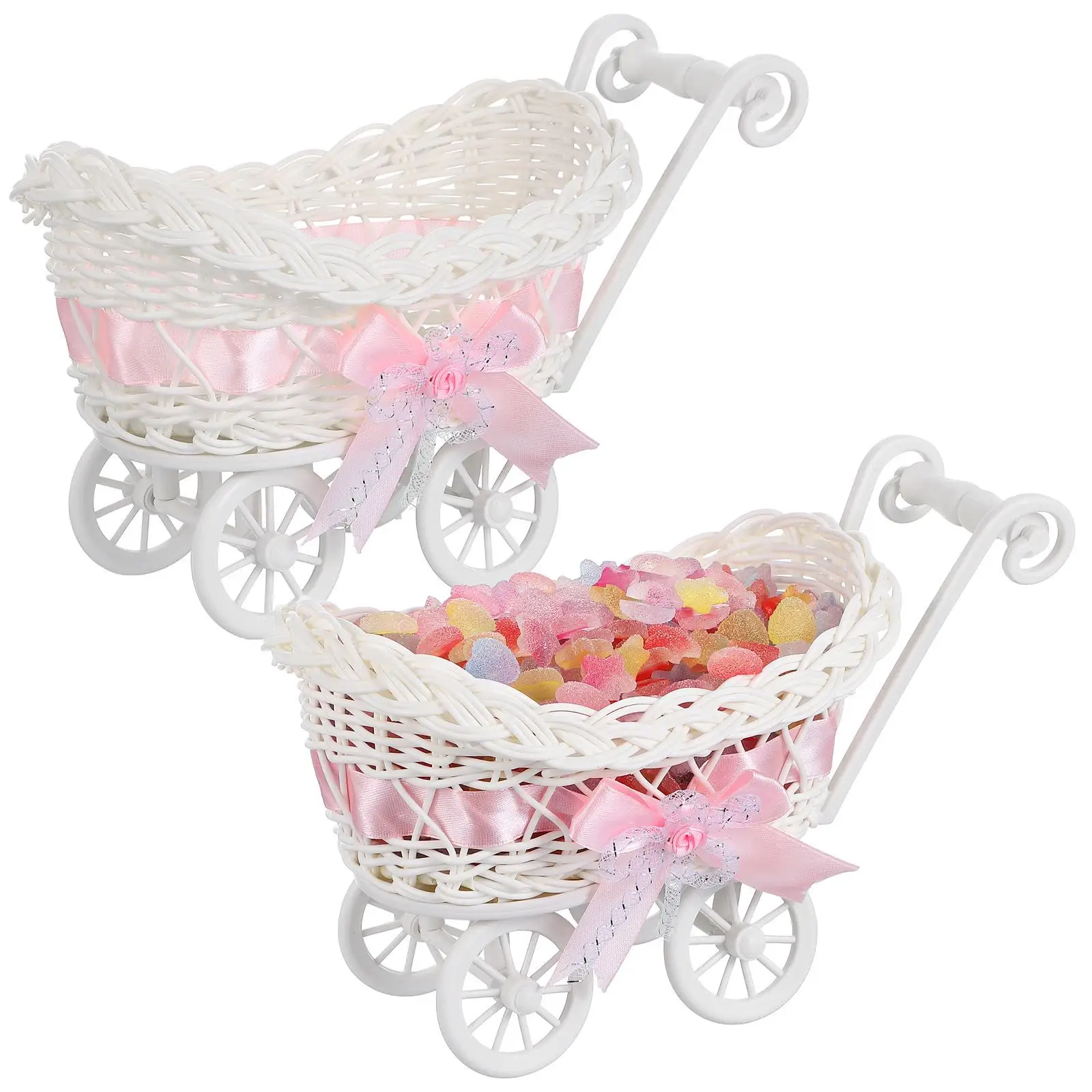 2Pcs Simulated Rattan Cart Woven Baby Shower Pram Basket Storage Decorations Carriage Home Party Favors Candy Storage
2Pcs Simulated Rattan Cart Woven Baby Shower Pram Basket Storage Decorations Carriage Home Party Favors Candy Storage