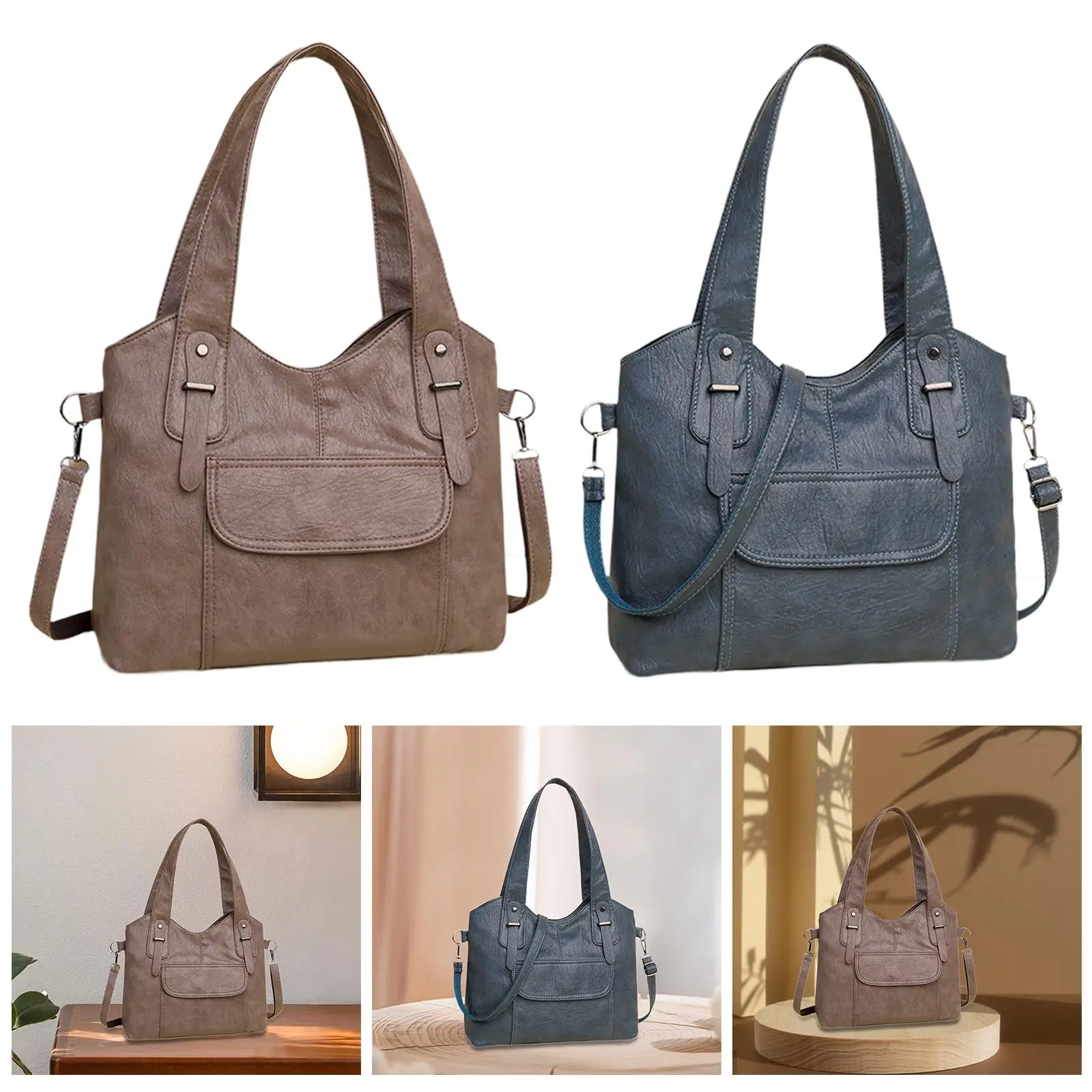 Сумка через плечо из искусственной кожи, женская большая сумка большой емкости для повседневных путешествий 
Сумка через плечо из искусственной кожи, женская большая сумка большой емкости для повседневных путешествий