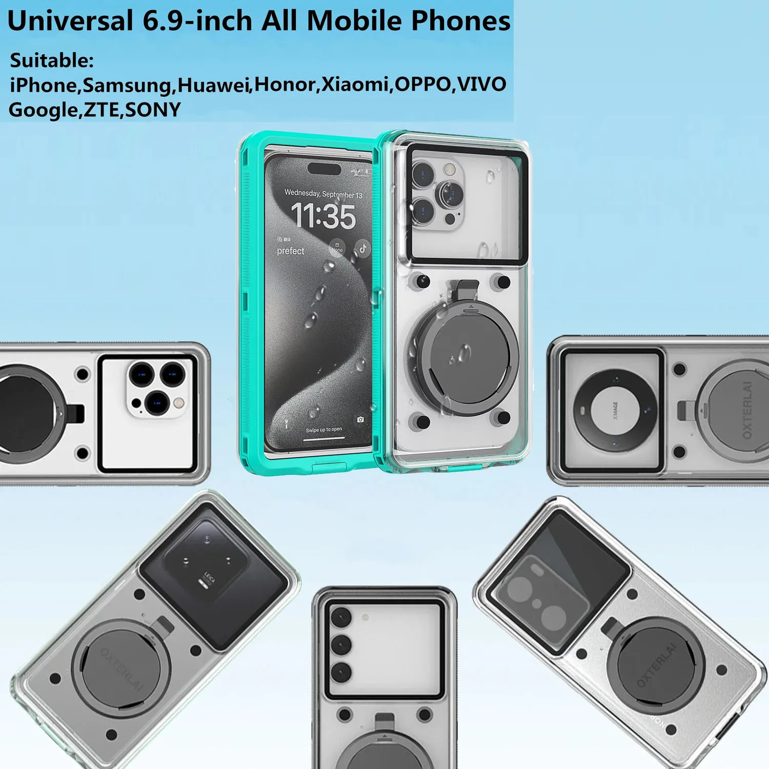 Fully Sealed Waterproof Phone Case Universal 6.9-inch For Huawei/Samsung/Xiaomi/iphone16 Swimming Diving Underwater Touch Screen
Fully Sealed Waterproof Phone Case Universal 6.9-inch For Huawei/Samsung/Xiaomi/iphone16 Swimming Diving Underwater Touch Screen