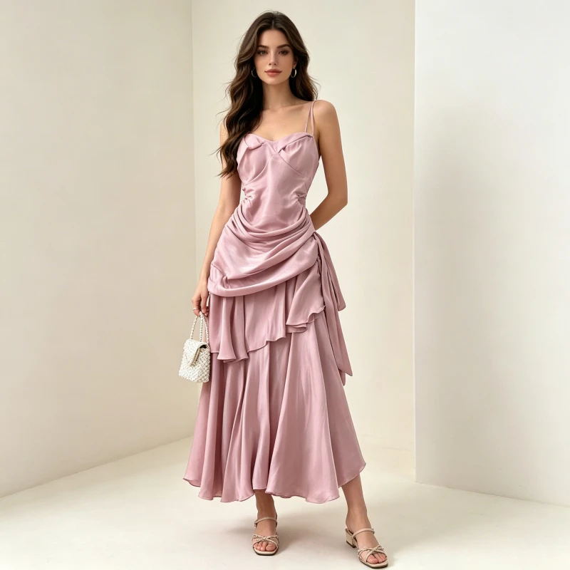 Sling Dress Women Long Dresses A Line Vestidos Strapless Ruffled Elegant Pleated Tight Waist Party Night Y2k Streetwear Summer
Sling Dress Women Long Dresses A Line Vestidos Strapless Ruffled Elegant Pleated Tight Waist Party Night Y2k Streetwear Summer