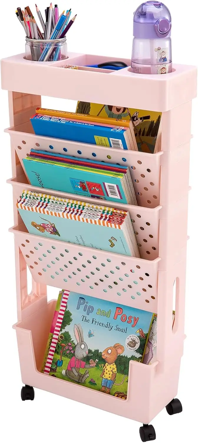 Pink Rolling Office Paper Organizer, Mobile Book Cart with Pen Holder for Office, Dorm, Classroom Storage
Pink Rolling Office Paper Organizer, Mobile Book Cart with Pen Holder for Office, Dorm, Classroom Storage