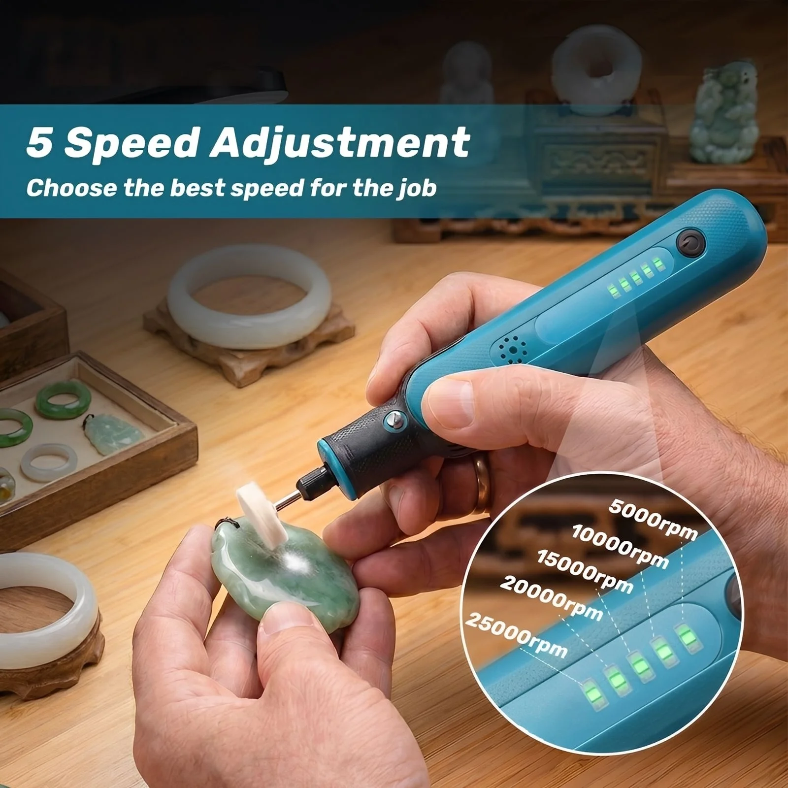 Cordless Rotary Tool 5 Speed Mini Handheld Engraver, Portable Electric Polisher Grinder Cutter for DIY Craft Carving Sanding Cut
Cordless Rotary Tool 5 Speed Mini Handheld Engraver, Portable Electric Polisher Grinder Cutter for DIY Craft Carving Sanding Cut