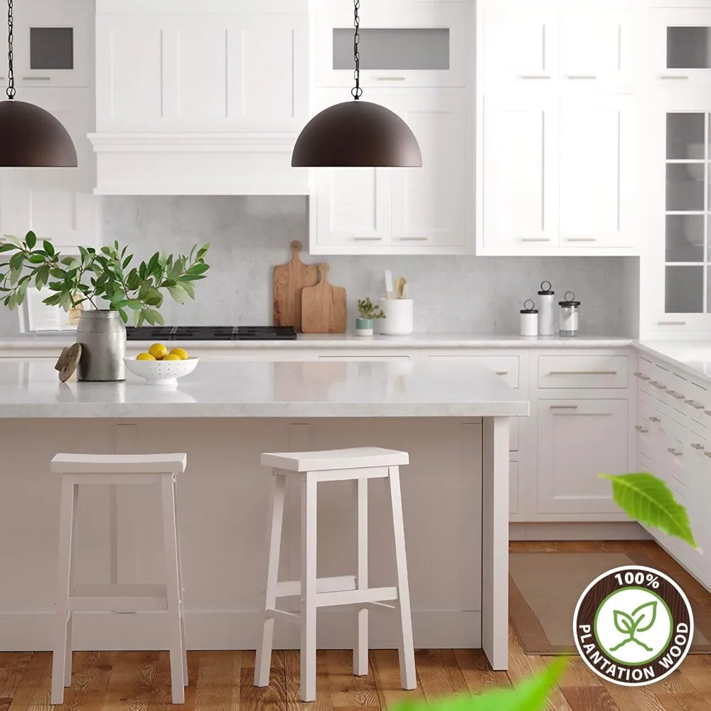 29-Inch Wooden Backless Stools, Kitchen Counter Stools for Kitchen Bars or Islands, White, 2 Pack
29-Inch Wooden Backless Stools, Kitchen Counter Stools for Kitchen Bars or Islands, White, 2 Pack