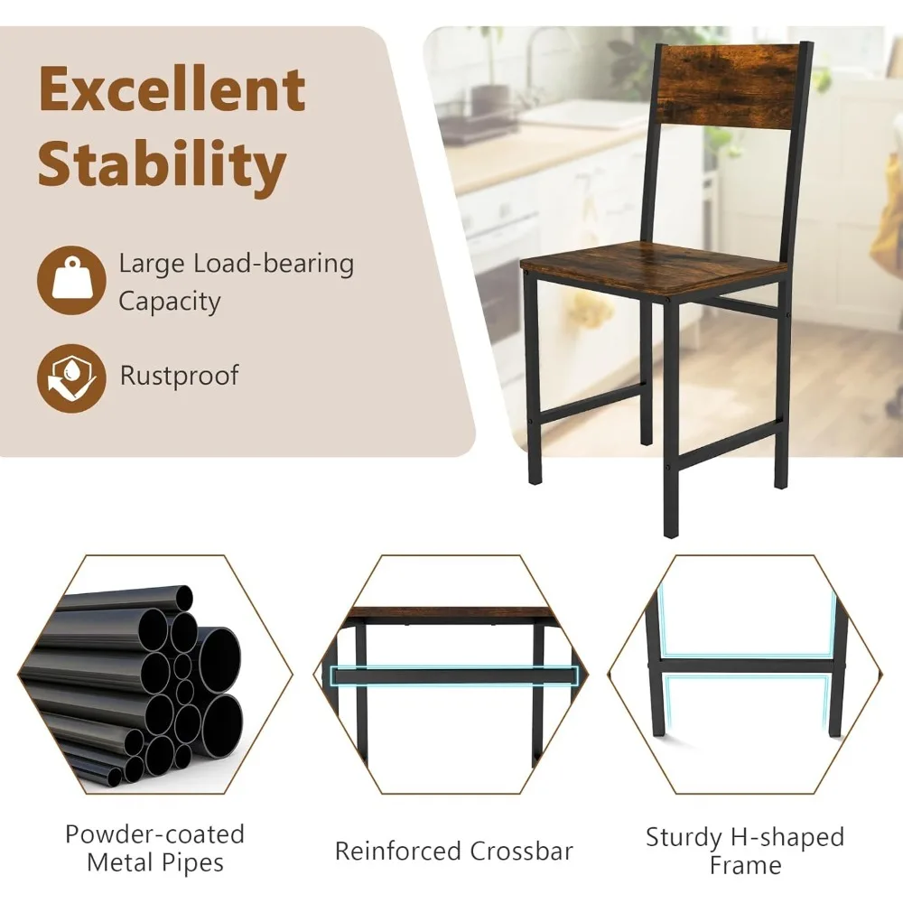 4-piece Dining Chair Set, Industrial Kitchen Chairs, Metal Legs, Slanted Back, Rustic Wood Grain, Armless Side Chair
4-piece Dining Chair Set, Industrial Kitchen Chairs, Metal Legs, Slanted Back, Rustic Wood Grain, Armless Side Chair