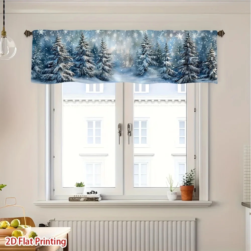 1pc Winter Snowy Forest Valance Curtain - Semi-Sheer Rod Pocket Design with Christmas Snow-Covered Pine Trees & Turquoise Sky
1pc Winter Snowy Forest Valance Curtain - Semi-Sheer Rod Pocket Design with Christmas Snow-Covered Pine Trees & Turquoise Sky