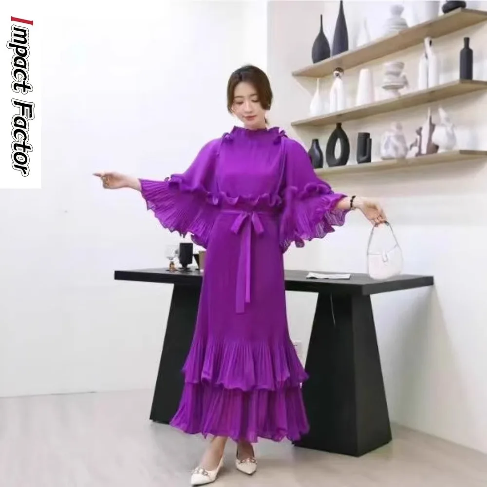 2025 Pleated Spliced Fungus Long Dresses Women Round Collar Full Sleeve Lace-up A Line New Evening Party Dress
2025 Pleated Spliced Fungus Long Dresses Women Round Collar Full Sleeve Lace-up A Line New Evening Party Dress
