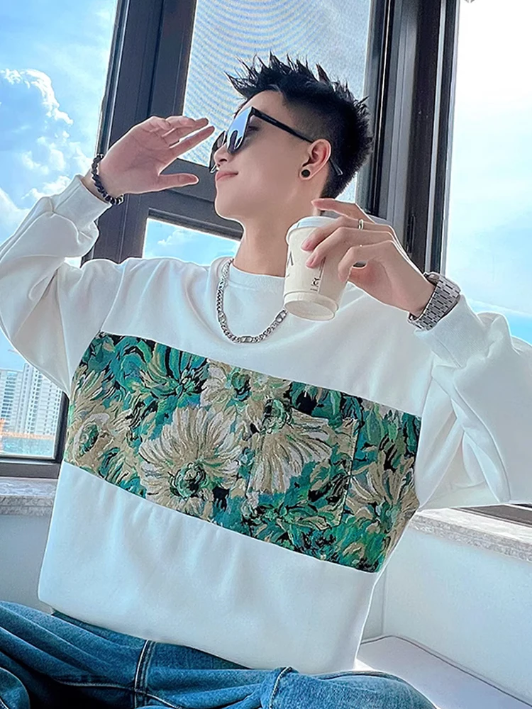 White Floral Patchwork Hoodl Sweatirt Men's Spring Autumn Trendy round Ne Heavyweight Hardwearing Comfortable Cotton
White Floral Patchwork Hoodl Sweatirt Men's Spring Autumn Trendy round Ne Heavyweight Hardwearing Comfortable Cotton