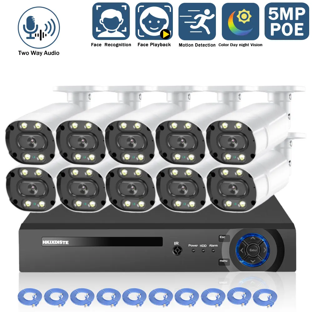 10CH 4K NVR Kit POE Security Camera System Outdoor Street Color Night Vision 5MP CCTV IP Camera Video Surveillance System Kit
10CH 4K NVR Kit POE Security Camera System Outdoor Street Color Night Vision 5MP CCTV IP Camera Video Surveillance System Kit