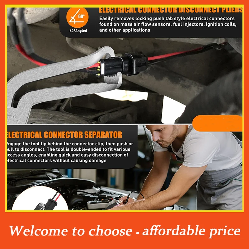 CA 1pc 8" 60-Degree Electrical Disconnect Pliers For Automotive Connectors & Sensors - Angled Wire Plug Removal Tool
CA 1pc 8" 60-Degree Electrical Disconnect Pliers For Automotive Connectors & Sensors - Angled Wire Plug Removal Tool