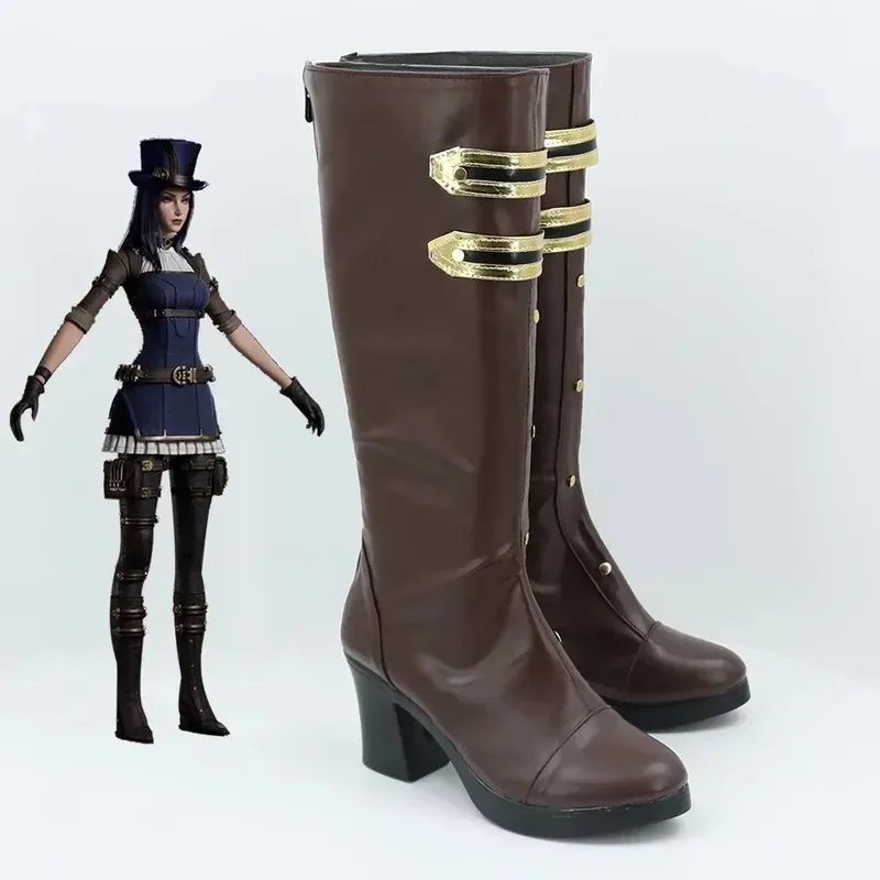 RealCos Game LOL Arcane Caitlyn, женская обувь для косплея, коричневые ботинки на высоком каблуке, аксессуары для Хэллоуина
RealCos Game LOL Arcane Caitlyn, женская обувь для косплея, коричневые ботинки на высоком каблуке, аксессуары для Хэллоуина