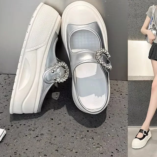 Genuine Leather Mary Jane Slippers with Water Diamond Thick Bottom Platform Head Covering Casual Flat Shoes Slip-On Pumps
Genuine Leather Mary Jane Slippers with Water Diamond Thick Bottom Platform Head Covering Casual Flat Shoes Slip-On Pumps