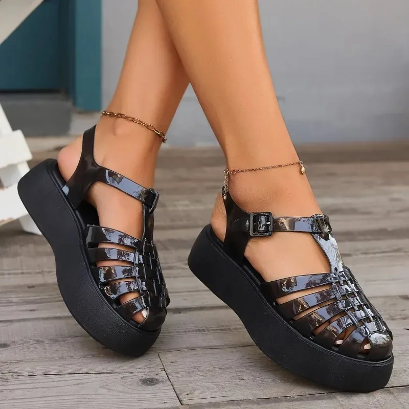 Summer Women Platform Fisherman Sandals Closed Toe Glossy Patent Leather Buckle Strap Non-Slip Sole Casual Daily Walking Shoes
Summer Women Platform Fisherman Sandals Closed Toe Glossy Patent Leather Buckle Strap Non-Slip Sole Casual Daily Walking Shoes