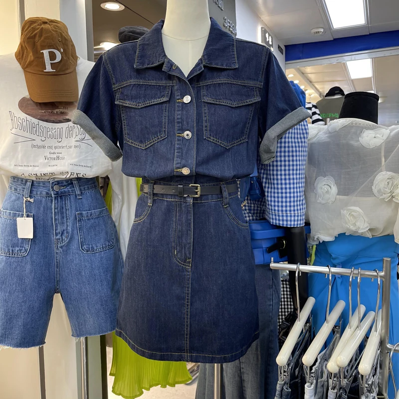 Sweet Style Denim Women Dress Summer New Design 2023 Pocket Slim Solid Knee-Length Casual Female Clothing Tops
Sweet Style Denim Women Dress Summer New Design 2023 Pocket Slim Solid Knee-Length Casual Female Clothing Tops