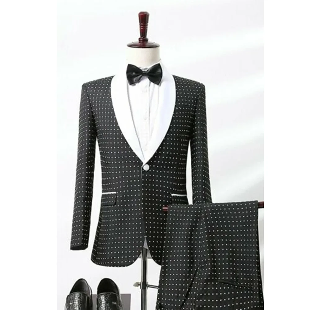 Fashion Dot Suits for Men Black Classic Shawl Lapel One Button Male Suit Slim Fit Prom Party Wedding Tuxedo (Blazer+Pants) 2023
Fashion Dot Suits for Men Black Classic Shawl Lapel One Button Male Suit Slim Fit Prom Party Wedding Tuxedo (Blazer+Pants) 2023
