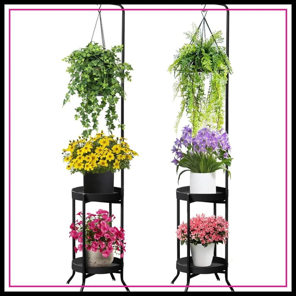 2-Pack Hanging Plant Stand, Space-Saving Corner Metal Shelf, 2 Tier 61" Tall, 3 Pots, Indoor Outdoor, Patio Garden Balcony Living Room Bedroom
2-Pack Hanging Plant Stand, Space-Saving Corner Metal Shelf, 2 Tier 61" Tall, 3 Pots, Indoor Outdoor, Patio Garden Balcony Living Room Bedroom