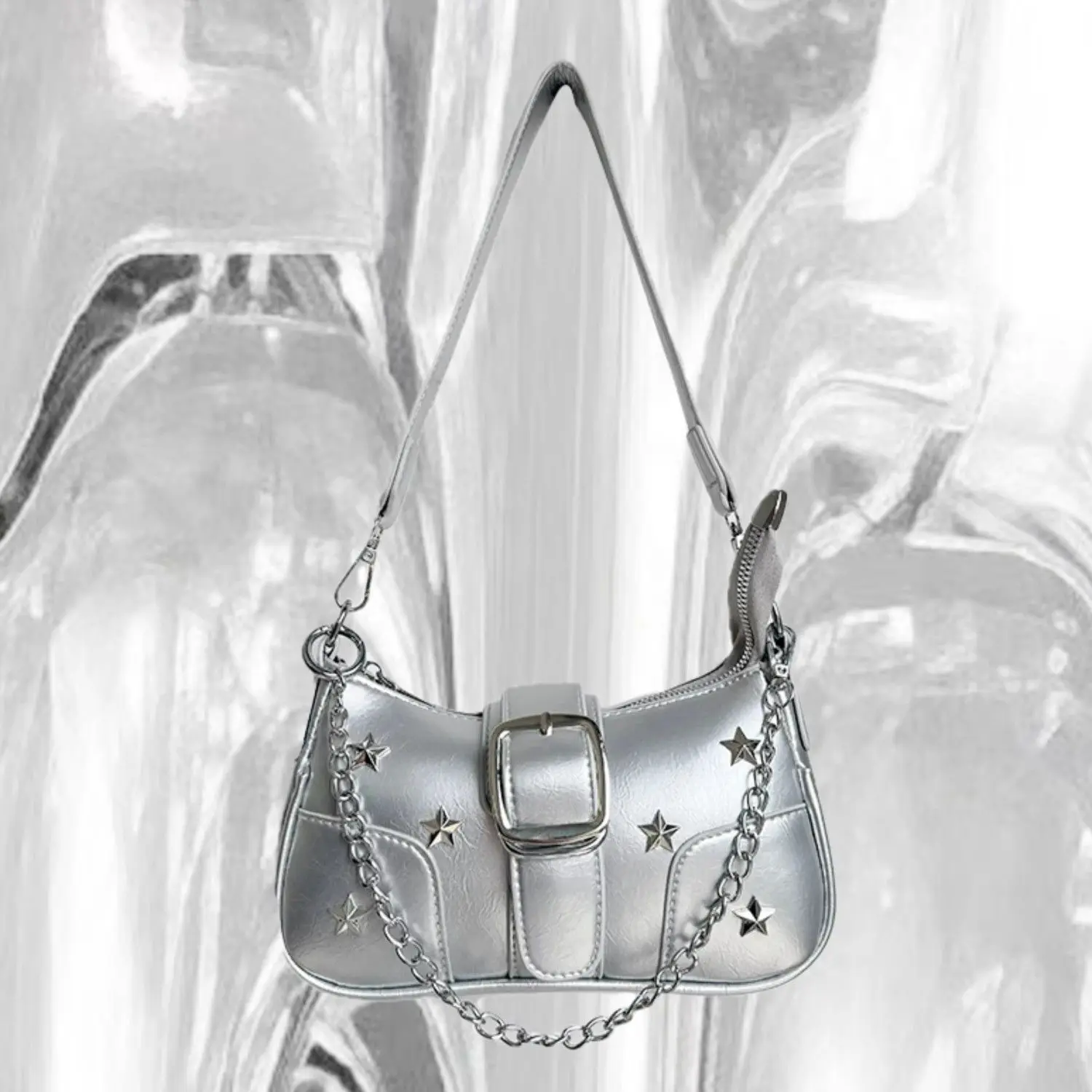 JIAERDI Hot Girl Silver Harajuku Handbag Women Star Studded Leather Buckle Shoulder Bags Ladies Y2k Aesthetic Crossbody Bag Chic
JIAERDI Hot Girl Silver Harajuku Handbag Women Star Studded Leather Buckle Shoulder Bags Ladies Y2k Aesthetic Crossbody Bag Chic