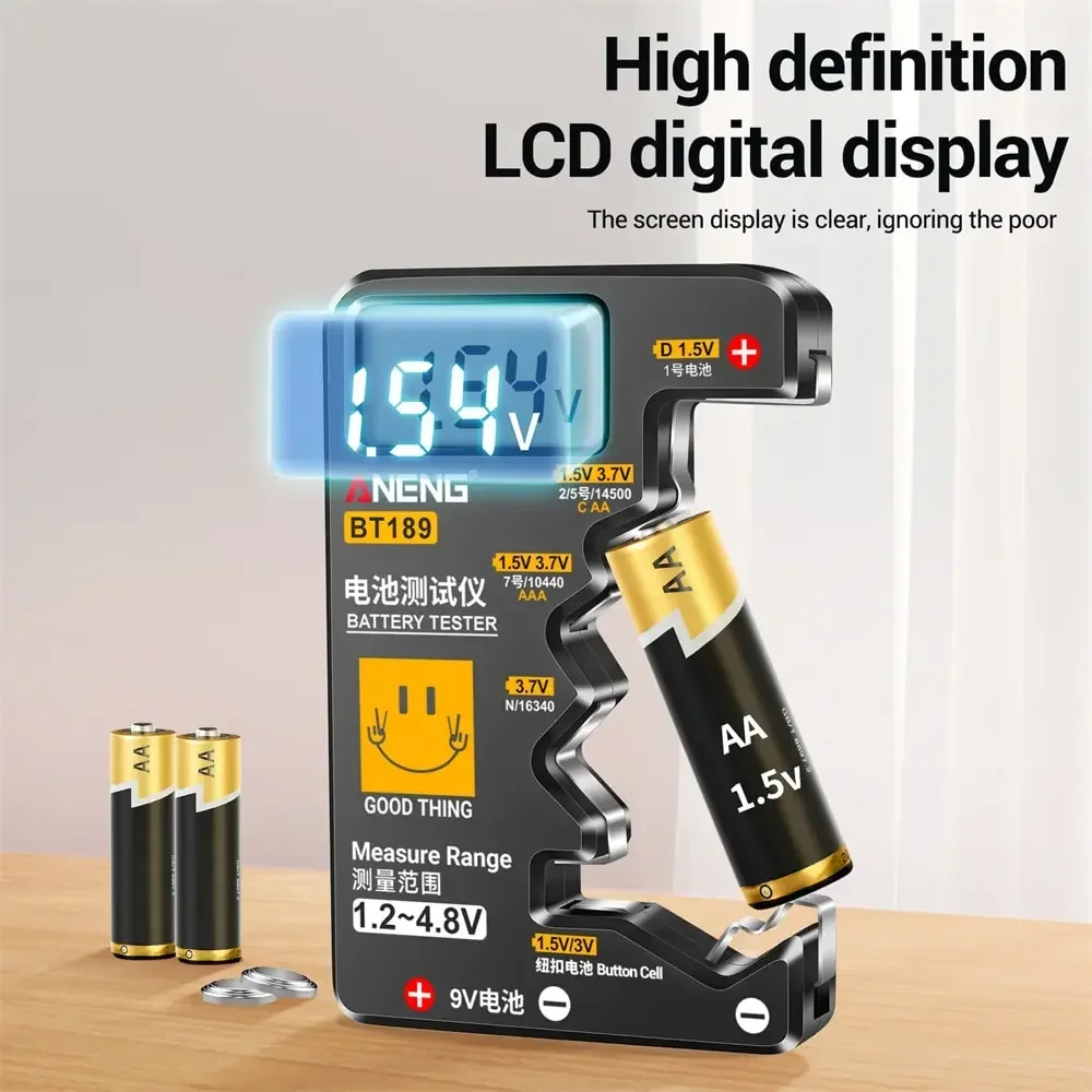 BT189 Ultra-small Battery Tester 9V AAAAA Button Cell Universal Household LCD Digital Display Battery Tester Power Bank Detector
BT189 Ultra-small Battery Tester 9V AAAAA Button Cell Universal Household LCD Digital Display Battery Tester Power Bank Detector