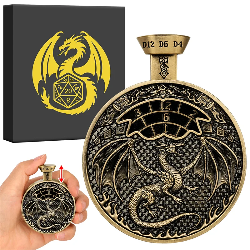 Vintage Cthulhu Dragon Theme Dice Spinner 7-in-1 Press Dice Wheel for Tabletop Roleplaying Games with Gift Box
Vintage Cthulhu Dragon Theme Dice Spinner 7-in-1 Press Dice Wheel for Tabletop Roleplaying Games with Gift Box