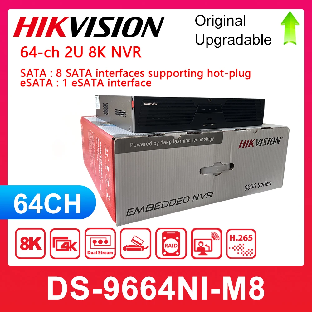 Original Hikvision DS-9664NI-M8 English Version NVR 64CH Support up to 12MP camera 8 SATA for 8HDDs HMDI1 and up to 4K NVR
Original Hikvision DS-9664NI-M8 English Version NVR 64CH Support up to 12MP camera 8 SATA for 8HDDs HMDI1 and up to 4K NVR