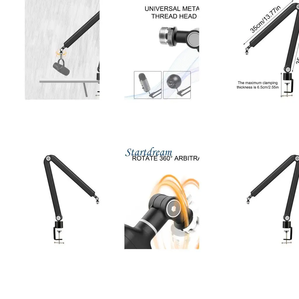 Microphone Arm Stand 360 Degree Rotating Suspension Boom Mic Stand with Clamp 3/8" to 5/8" Adapter for Gaming Recording K92C
Microphone Arm Stand 360 Degree Rotating Suspension Boom Mic Stand with Clamp 3/8" to 5/8" Adapter for Gaming Recording K92C