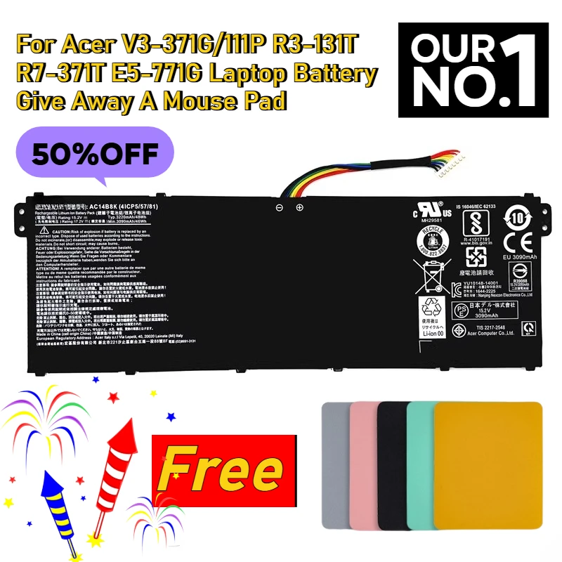 For Acer V3-371G/111P R3-131T R7-371T E5-771G Laptop Battery Give Away A Mouse Pad
For Acer V3-371G/111P R3-131T R7-371T E5-771G Laptop Battery Give Away A Mouse Pad