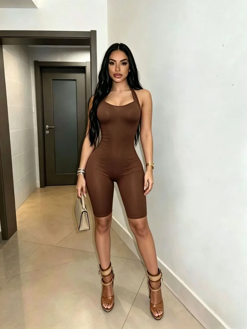 KEXU New Arrival Halter Rompers&Playsuits High Stretch Sleeveless Skinny Capri short Jumpsuit for Women
KEXU New Arrival Halter Rompers&Playsuits High Stretch Sleeveless Skinny Capri short Jumpsuit for Women