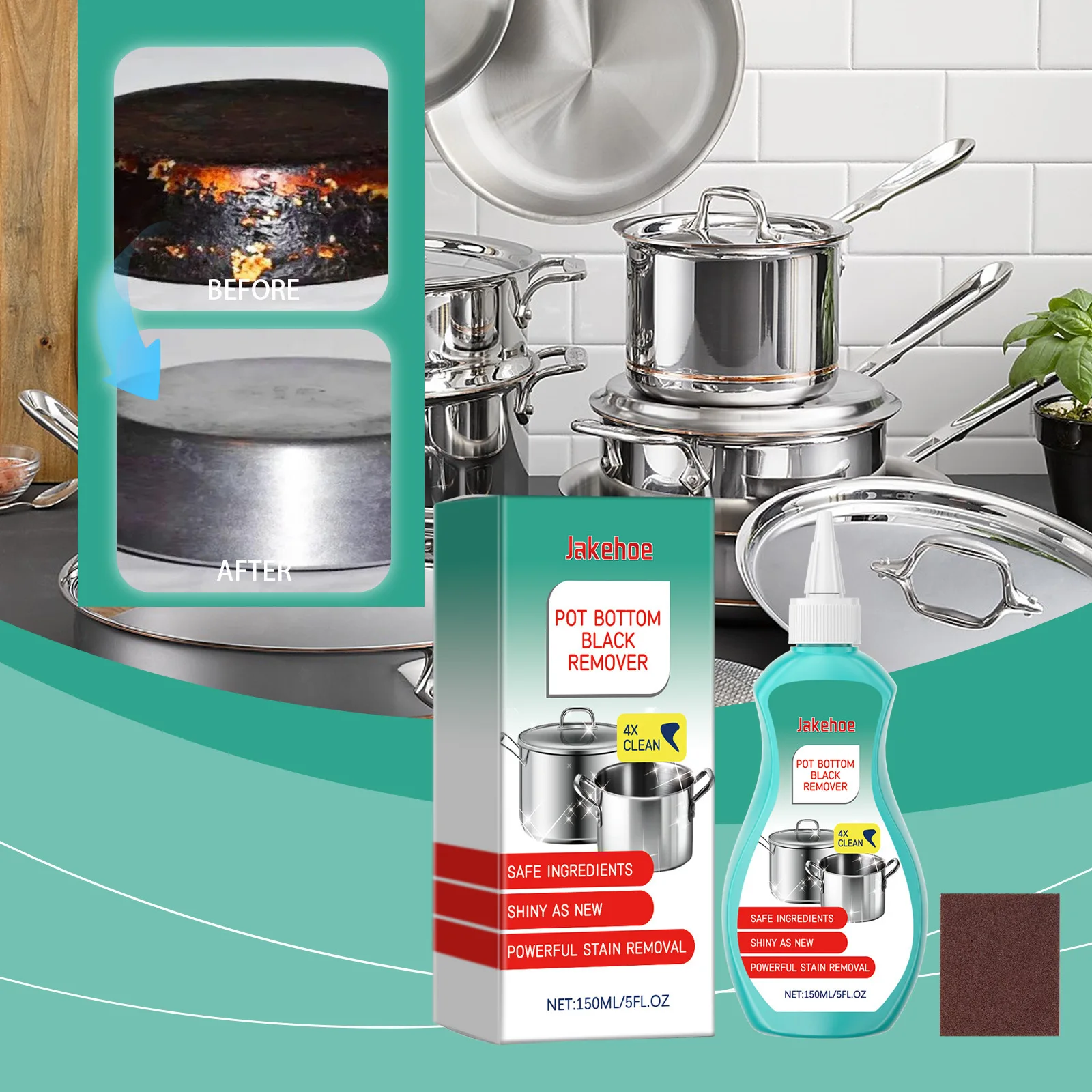 Pot Bottom Cleaner 1 Set - Burned Stain Remover for Pans & Cookware, Kitchen Utensil Cleaning Liquid for Tough Stains
Pot Bottom Cleaner 1 Set - Burned Stain Remover for Pans & Cookware, Kitchen Utensil Cleaning Liquid for Tough Stains