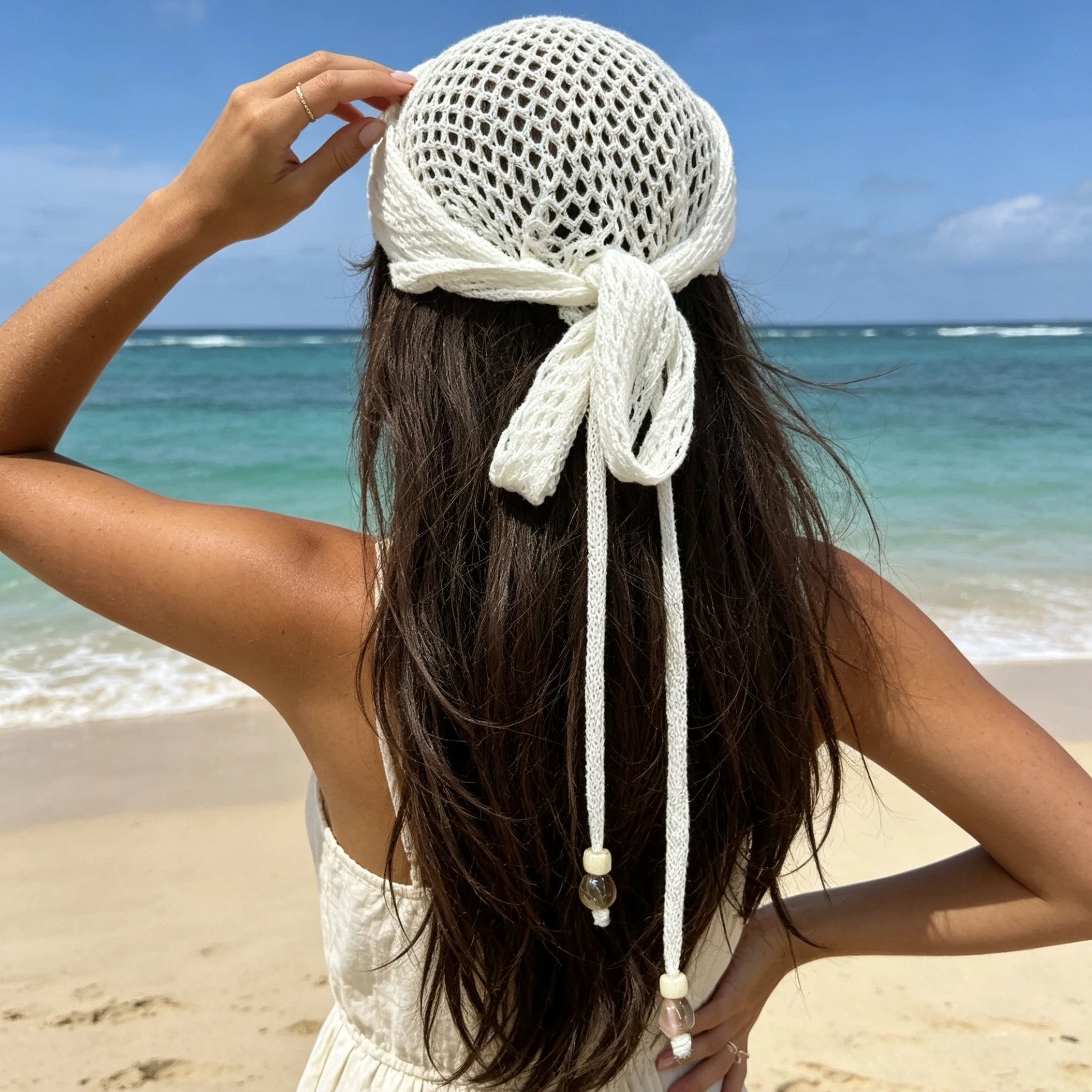 Korean Elegant Hollow Knitted Triangle Headscarf Multifunctional Waist Scarf Shawl Women High-End Bandana With Beaded Pendant
Korean Elegant Hollow Knitted Triangle Headscarf Multifunctional Waist Scarf Shawl Women High-End Bandana With Beaded Pendant