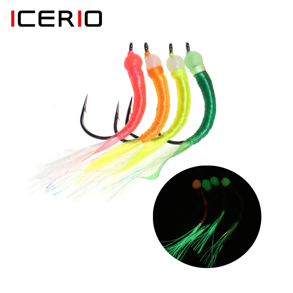 ICERIO Fly Fishing Luminous Worm & Sabiki Rig Hooks with Rubber Tail Glow Tinsel Trout Steelhead Salmon Pike Mackerel Lure Bait
ICERIO Fly Fishing Luminous Worm & Sabiki Rig Hooks with Rubber Tail Glow Tinsel Trout Steelhead Salmon Pike Mackerel Lure Bait