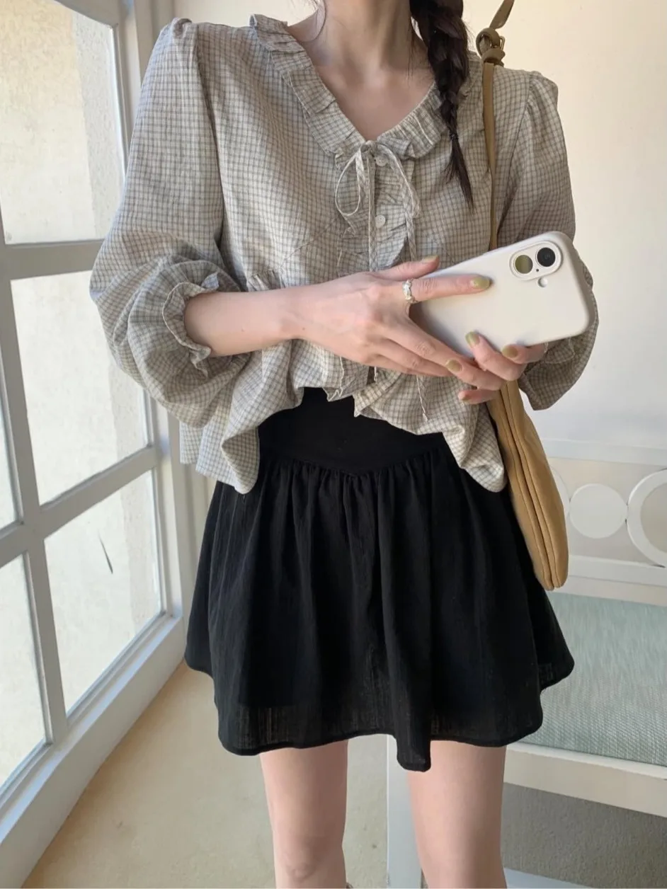 2026 Summer New Korean Style Chic Fashionable Two Color Plaid Decorative Lace Long Sleeve Loose Top Women's Shirt Daily Wear
2026 Summer New Korean Style Chic Fashionable Two Color Plaid Decorative Lace Long Sleeve Loose Top Women's Shirt Daily Wear