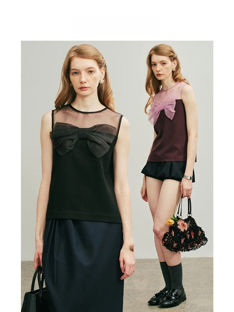 Anti-Wrinkle Effect Miu Style Elegant Sleeveless Short Top Havehas Knot Acetate Blend Thin Silk Vest
Anti-Wrinkle Effect Miu Style Elegant Sleeveless Short Top Havehas Knot Acetate Blend Thin Silk Vest