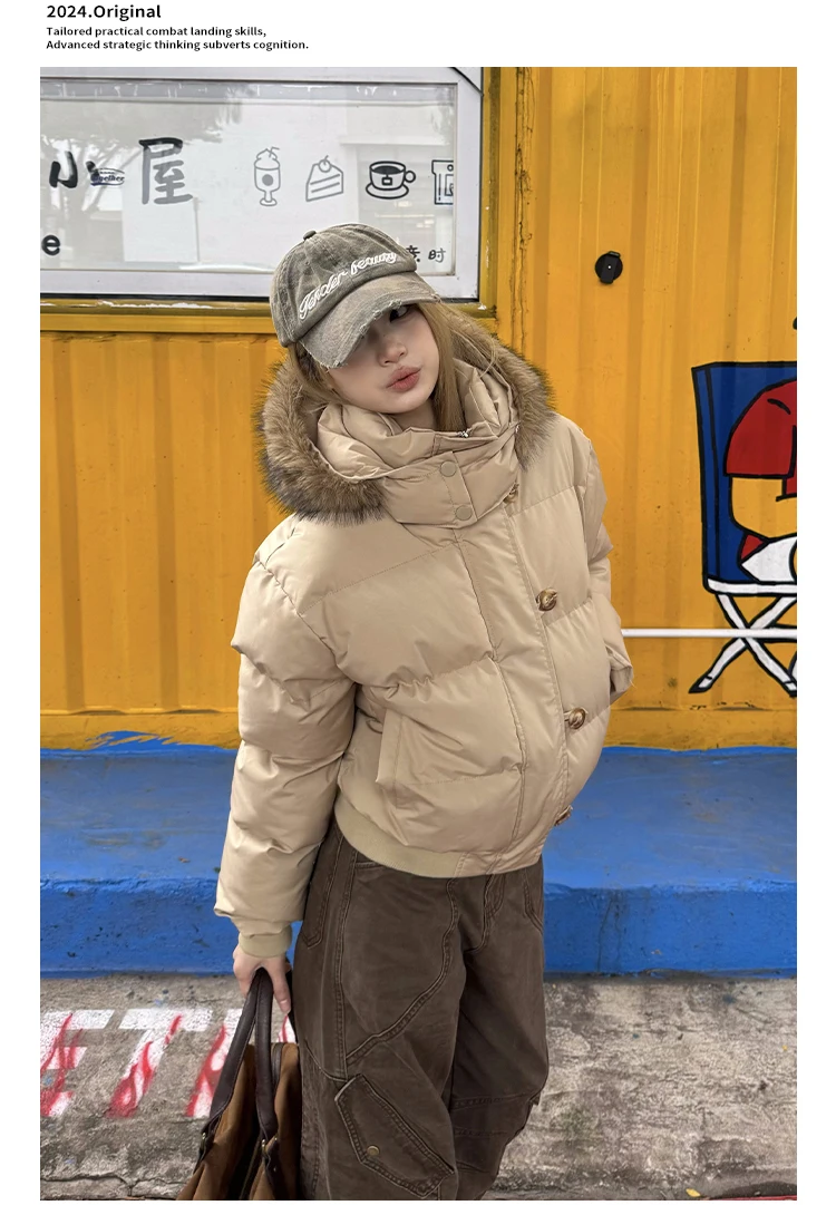 Autumn Winter Fur Hooded Jacket Women Outerwear Thick Dowon Cotton Padded Slim Short Parkas Female Cropped Puffer Bubble Coat 40 S9ac1548cdb1849368c8fd54d3a52aa2dg