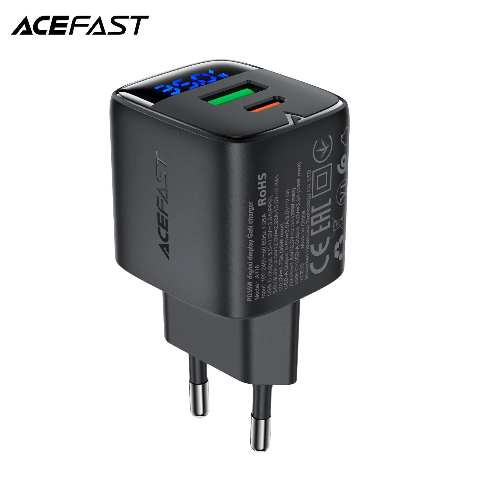 ACEFAST GaN 35W Fast Charging USB C Phone Charger For Samsung S25 S24 S23 PD QC Quick Charge Wall Adapter With LED Digit Display
ACEFAST GaN 35W Fast Charging USB C Phone Charger For Samsung S25 S24 S23 PD QC Quick Charge Wall Adapter With LED Digit Display
