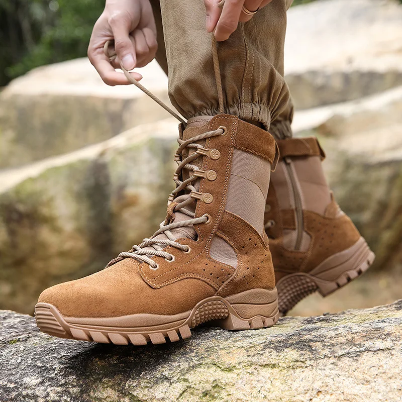 Men's Brown Tactical Boots Suede Cowhide Side Zipper Desert Boots Puncture Resistant Water Repellent For Hiking Camping Hunting
Men's Brown Tactical Boots Suede Cowhide Side Zipper Desert Boots Puncture Resistant Water Repellent For Hiking Camping Hunting
