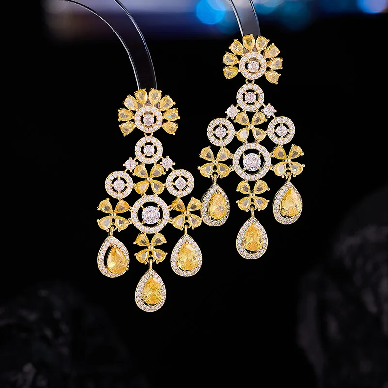 yellow green white zirconia flower earrings for women wedding dinner party luxury jewelry
yellow green white zirconia flower earrings for women wedding dinner party luxury jewelry