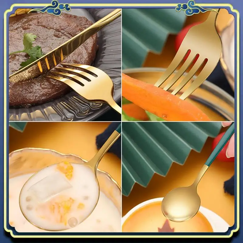 Latest 24Pcs Stainless Steel Dinnerware Set Cutlery Spoon Fork Knife Western Cutleri Silverware Flatware Easy To Use ,White-Gold
Latest 24Pcs Stainless Steel Dinnerware Set Cutlery Spoon Fork Knife Western Cutleri Silverware Flatware Easy To Use ,White-Gold